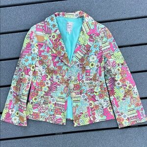 Nanette Lepore Multicolor Floral and Monkey Graphic Blazer